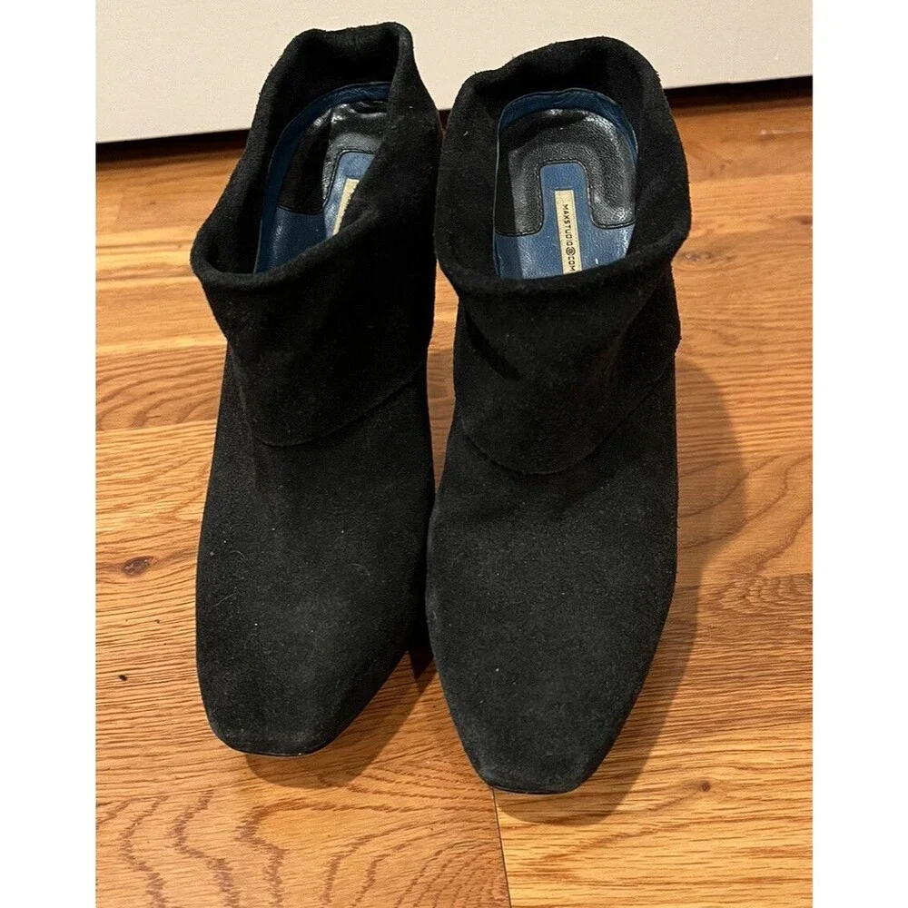 Max Studio Ankle Boots Platform Booties Women's Size 7M Black Suede Booties